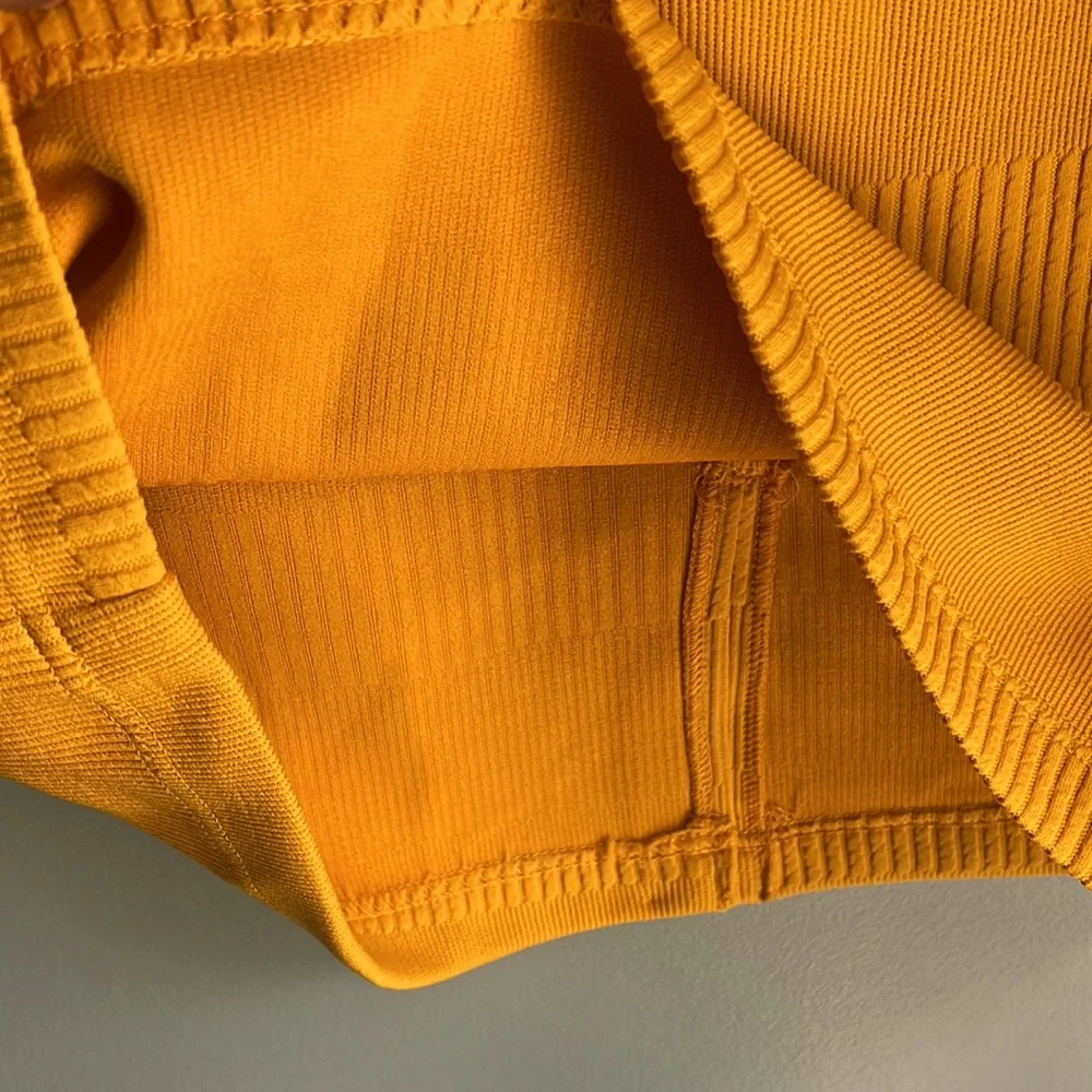 Soho Apparel | Golden Yellow Stretchy Ribbed Midi Skirt Medium